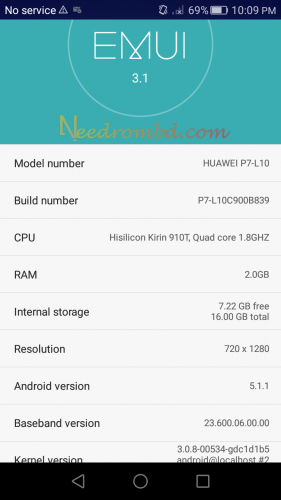 Huawei P7-L10 Firmware Boot info 